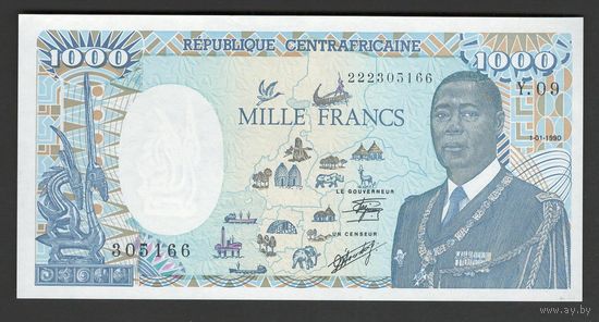 Центральноафриканская республика 1000 франков 1990 года. Тип Р-16. Состояние UNC!