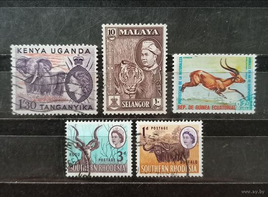 Фауна // Малайские Штаты 1957 // Кения Уганда 1954 // Зимбабве Родезия 1966 // Гвинея Экваториальная 1974