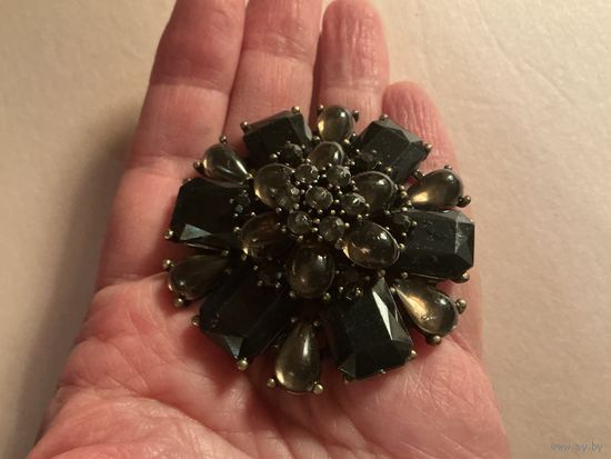 Брошь Цветок металл под бронзу Германия винтаж
