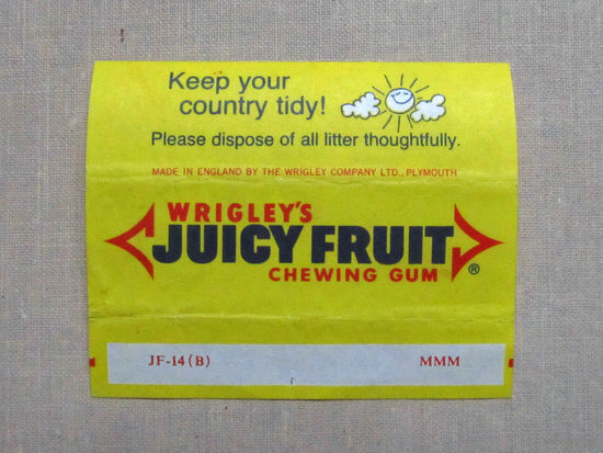 01-251 Обертка фантик от жевачки жевательной резинки Wrigleys Juicy Fruit Англия 1970-е