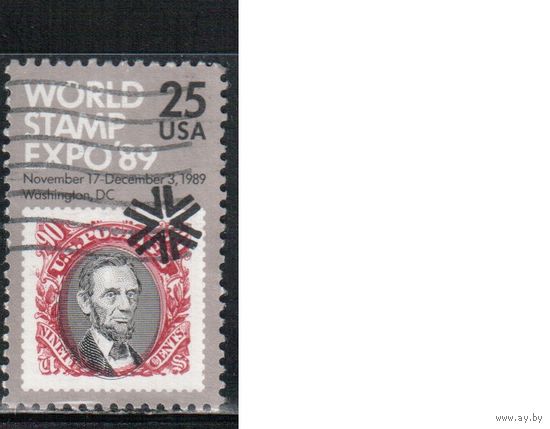США-1989, (Мих.2036),  гаш.,  Филвыставка, Линкольн (одиночка)