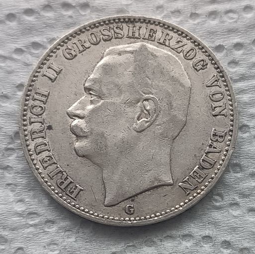 Баден 3 марки 1908 с блеском