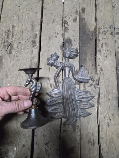 Подсвечник и барельеф, силумин