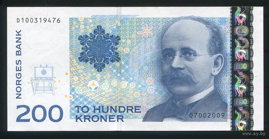 Норвегия 200 Крон 2009 г. P50e. UNC