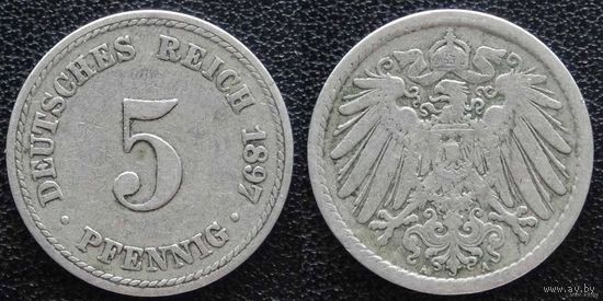 YS: Германия, Рейх, 5 пфеннигов 1897A, KM# 11 (1)