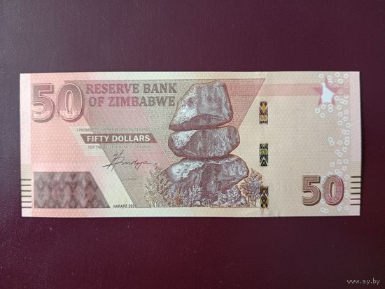 Зимбабве 50 долларов 2020 UNC