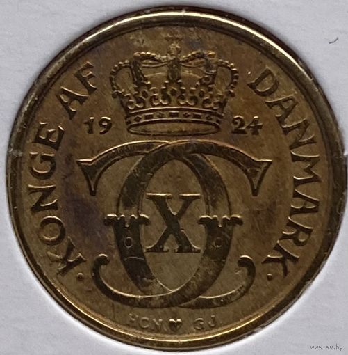 Дания 1/2 кроны 1924 г. В холдере