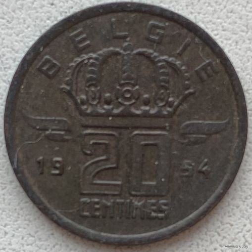 Бельгия 20 сантимов 1954 г.