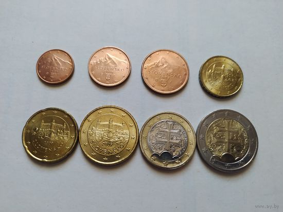 Словакия набор монет евро (8 штук), 2009) [UNC]