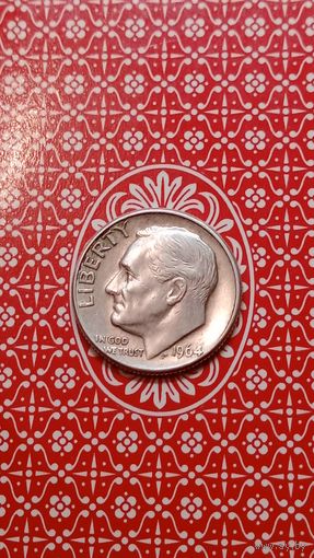 США 1 дайм 1964 D серебро