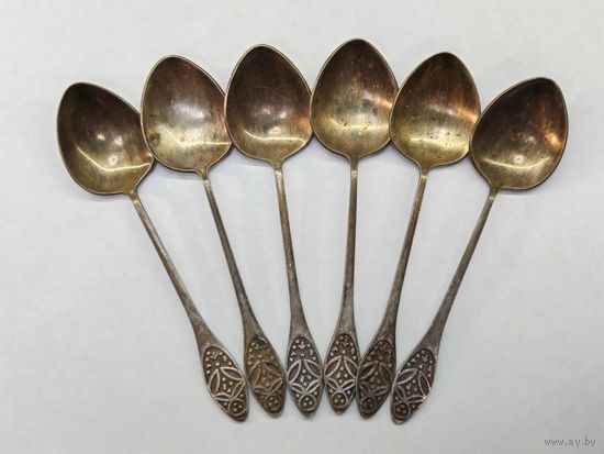 Ложка чайная мельхиор. СССР. 6 шт. С рубля