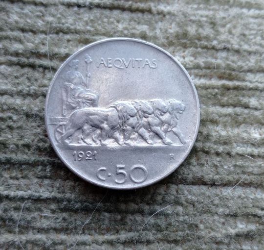 Werty71 Италия 50 чентезимо 1921