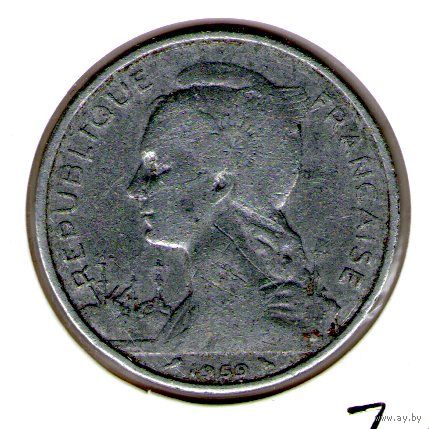 Джибути - Французский Сомали 5 франков 1959 года.