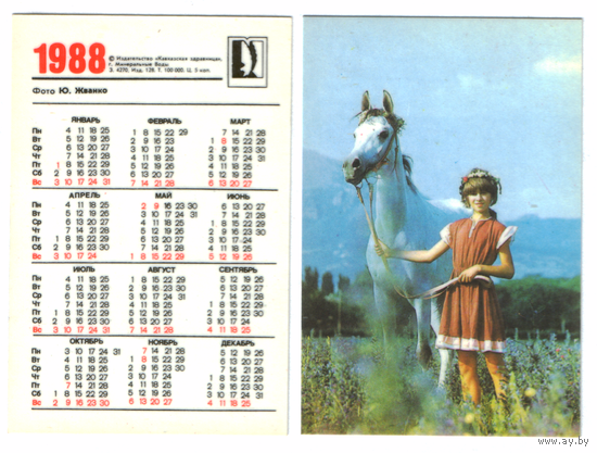 Календарь лошадь 1988