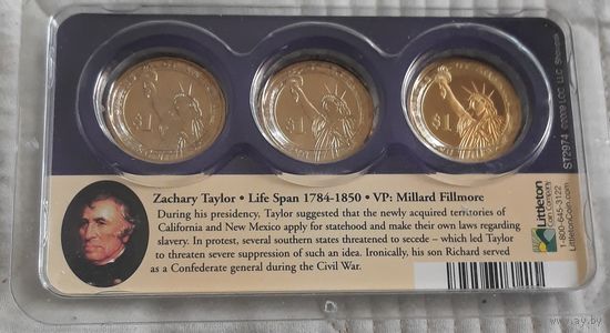 1 доллар 2009 США Все 3 двора P D S. 12й президент Захари Тайлор UNC