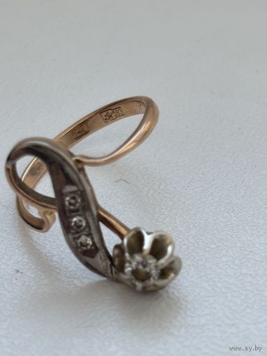 Золотое кольцо Ромашка 583 проба, Киев, 1977 г