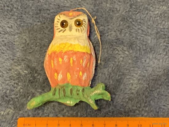 Ёлочная игрушка "Сова" папье маше. Ручная работа.