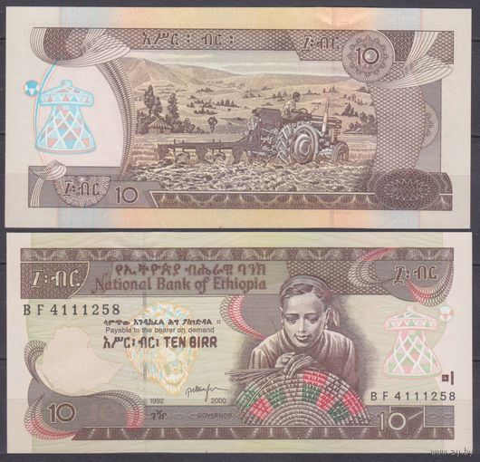 Эфиопия 10 быр 1992 UNC P 48