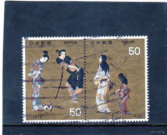 Япония. Mi:JP 1284,1285. Сцепка. Hikone Folding  (детали), 17 век. Серия: Филателистическая неделя. 1976.