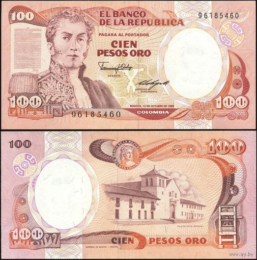 Колумбия 100 песо образца 1986 года UNC p426b