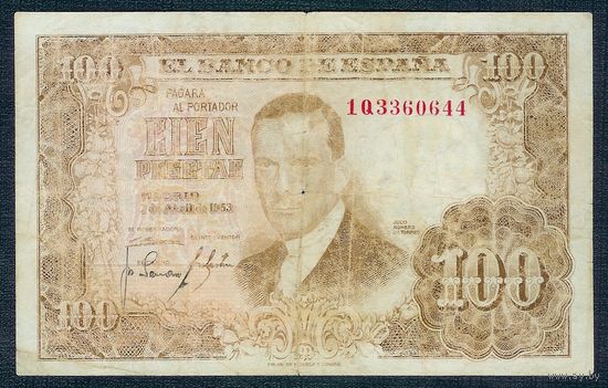 Испания, 100 песет 1953 год.