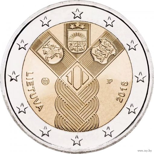 Литва 2 евро 2018 года. "100 лет государствам Балтики". Сторгуй за свою цену, предложи обмен!