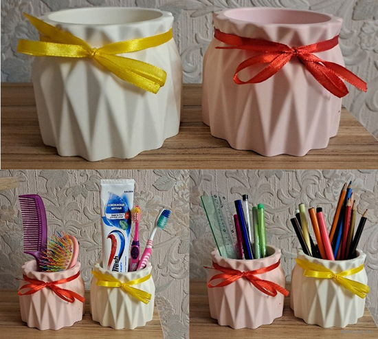 Ваза-кашпо, новая, изделие выполнено из гипса для интерьера