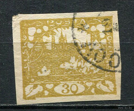 Первая Чехословацкая республика - 1918/1919 - Пражский Град 30H - [Mi.6] - 1 марка. Гашеная.  (Лот 51GP)-T41P29