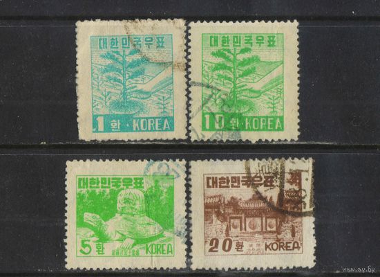 Корея Респ 1953 Посадка растений Гробница короля Теджонга на кладбище Силла Храм Чхуниёльса Пусан Стандарт #157-8,160-1