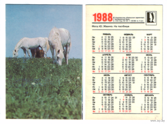 Календарь лошади 1988