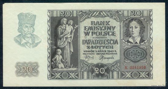 Польша 20 злотых 1940 год.