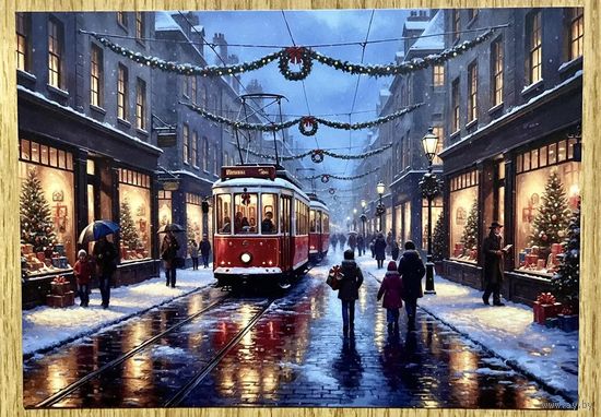 Открытка новогодняя. Чистая 10х15 см.