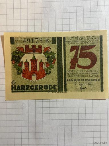 75 пфеннингов (нотгельды) г. Германия.