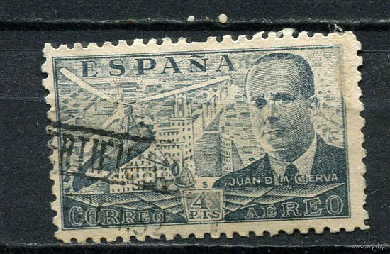 Испания (Испанское государство) - 1939 - Авиация 4Pta - [Mi.827] - 1 марка. Гашеная.  (Лот 24Gb)-T25P27