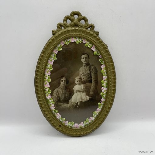 Старинная фотография в латунной рамке. Франция. Арт 2239