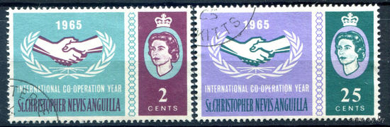 Британские колонии - Сент-Кристофер-Невис-Ангилья - 1965г. - 20 лет ООН. Международный год совместной работы - 2 марки - полная серия, гашёные [Mi 158-159]. #2-Bc-54-A-2