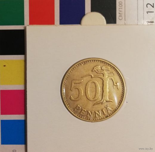 Финляндия 50 пенни 1977K в холдере