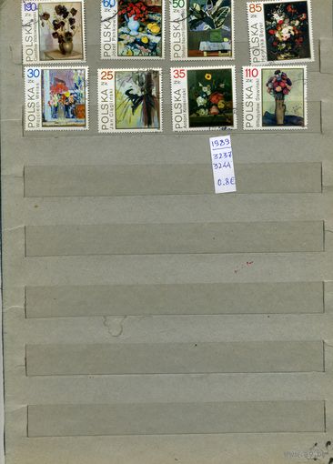 ПОЛЬША, 1989 , ЦВЕТЫ В ИСКУССТВЕ, серия  8м (на "СКАНЕ" справочно приведены номера и цены по  Michel)