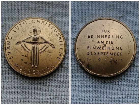 Жетон ФРГ 1951 Вольфсбург. Бронза.Исторические события(41 мм)