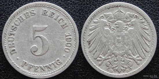 YS: Германия, Рейх, 5 пфеннигов 1900D, KM# 11 (1)