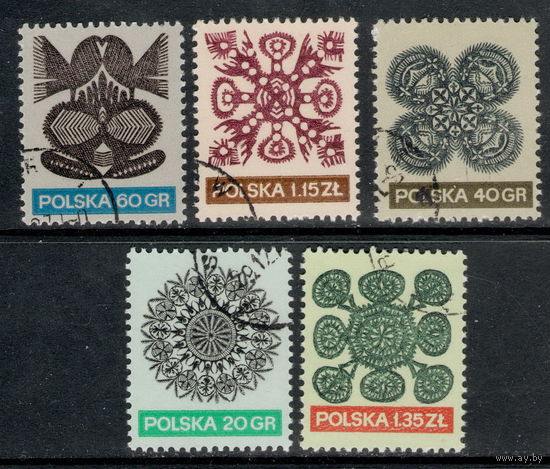 Польша /1971/ Народное Искусство / Орнаменты / Снежинки / Michel #PL 2092-2096 / Серия 5 Марок