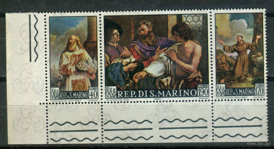 Сан-Марино - 1967г. - Картины - 3 марки - сцепка - полная серия, MNH [Mi 887-889]. #O-Se-Z-1-14