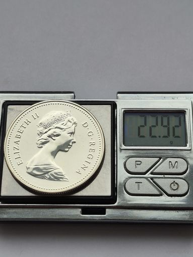 1 доллар Канада 1979 года, 300 лет кораблю "Грифон", Королева Елизавета II (1953 - 2025). Серебро 500. Монета не чищена. L45575.