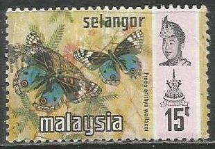 Малайские штаты(Селангор). Дневная бабочка. 1971г. Mi#110.
