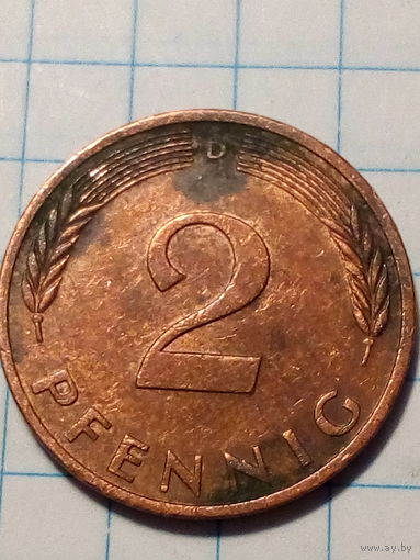 2 пфеннига Германия 1978 D