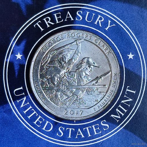 США 25 центов 2017 г. (P). Национальный исторический парк им. Дж.Р.Кларка, штат Индиана