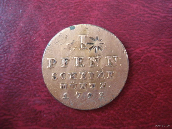 1 пфенниг 1793 года Ганновер PJM (СОСТОЯНИЕ!!!) RR
