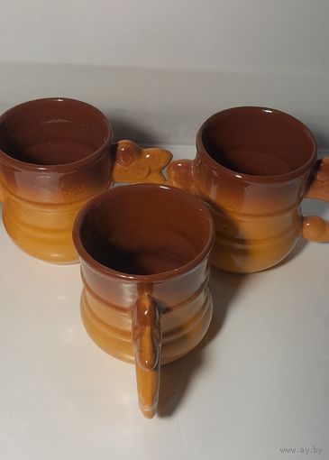 Три чашки кофейные, керамика в глазури