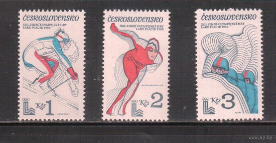 Чехословакия-1980  (Мих.2544-2546) , ** , Спорт,  Зимняя ОИ-1980,  (полная серия)