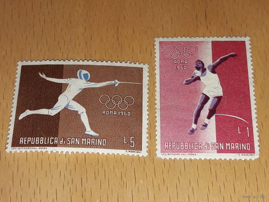 Сан-Марино 1960 Спорт. Олимпийские игры в Риме. 2 чистые марки